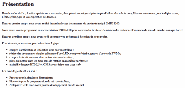 Notre page de présentation sans CSS